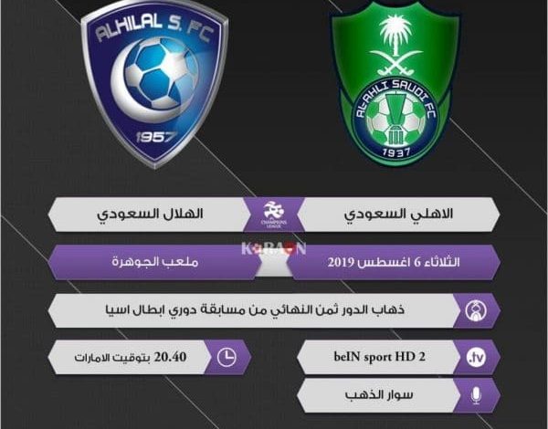 التشكيل الرسمي لمباراة الهلال والأهلي ثمن نهائي دوري أبطال آسيا