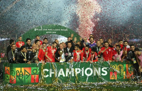 احتفالات منتخب مصر الأولمبي بكأس أمم إفريقيا تحت 23 عاما