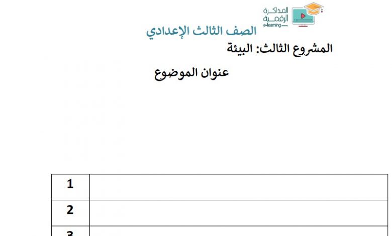 تحميل قوالب بحث جاهزه من الوزاره بصيغه الوورد من الصف الثالث الابتدائي إلي الثالث الاعدادي أربع نماذج لكل صف