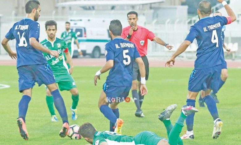 العربي واليرموك ينتقلوا للأشواط الاضافيه نصف نهائي كأس أمير الكويت