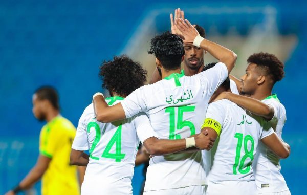 المنتخب السعودي يتقدم بهدفين في الشوط الاول من المباراة